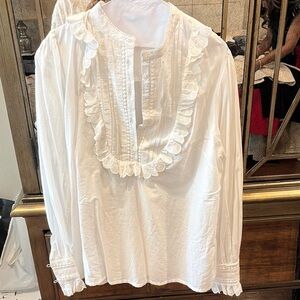 Boden White Ruffle Blouse